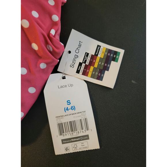 NWT Time and Tru Small 4-6 pink polka dot bikini top - Picture 4 of 4